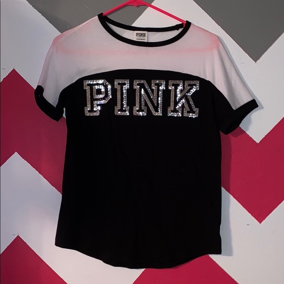 Black & White Sequin PINK Shirt - Picture 2 of 4